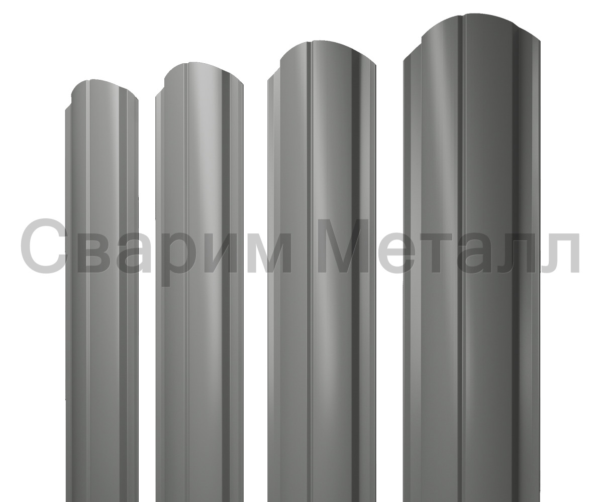 Штакетник Полукруглый Slim фигурный 0,45 PE RAL 7005