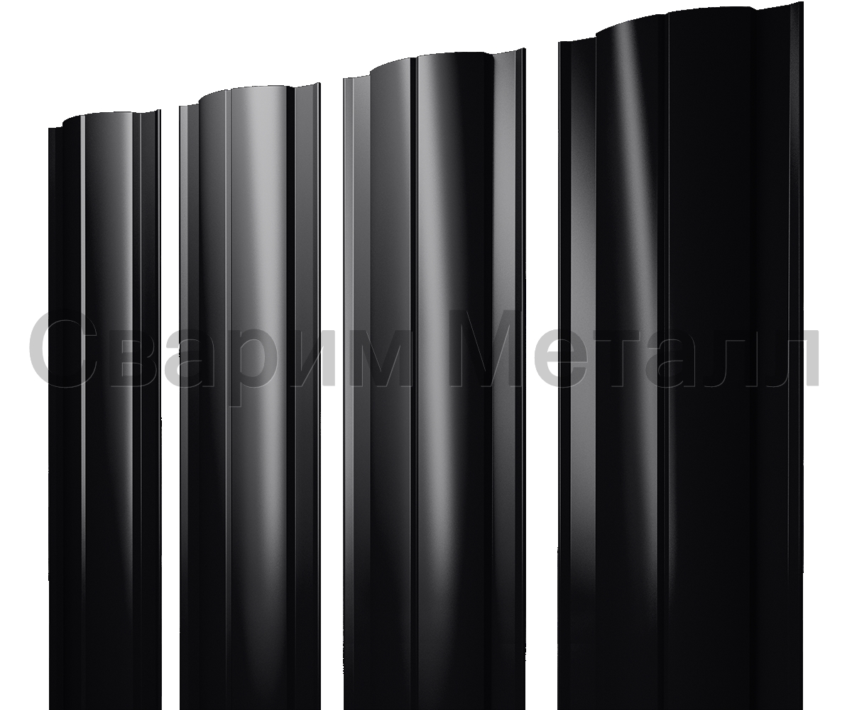 Штакетник Круглый с прямым резом 0,5 PurPro RAL 9005
