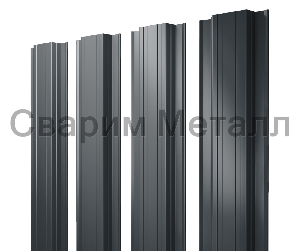 Штакетник Прямоугольный с прямым резом 0,5 GreenCoat Pural BT, matt RAL 7016